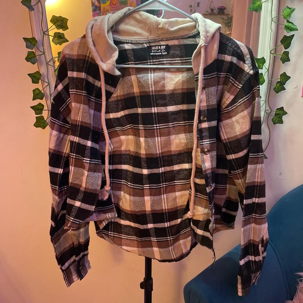 Girls Small Tan Pattern Flannel